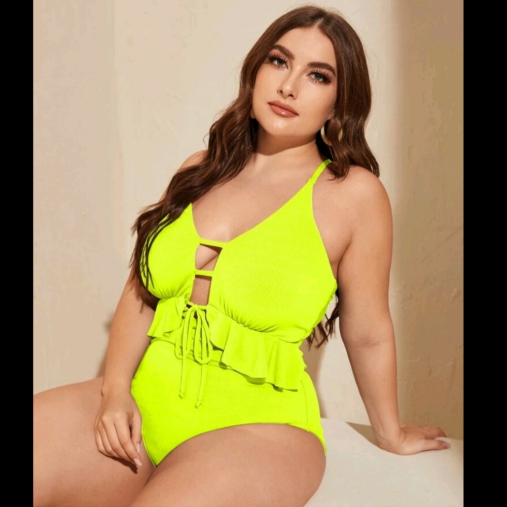 Neon one piece bathing suit 🩱